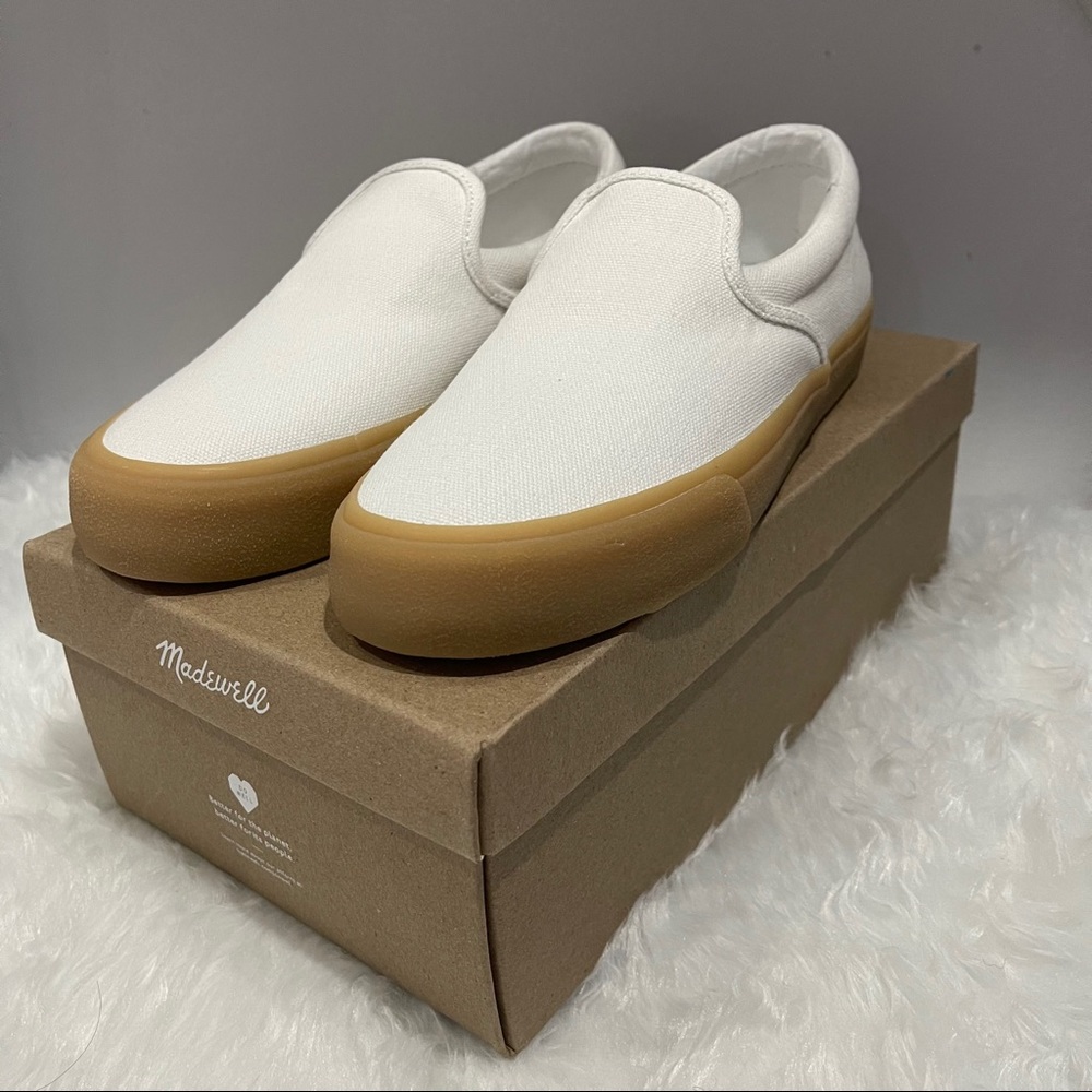 Madewell Sidewalk white canvas sneakers slip-on